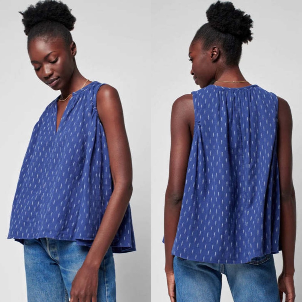 NWT Faherty Eliza Sleeveless Top in Midnight Blue - XS